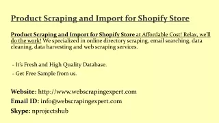 product scraping and import for shopify store