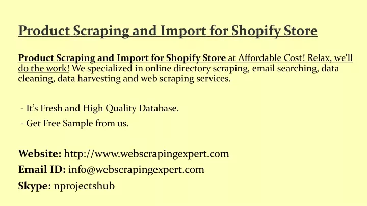 product scraping and import for shopify store