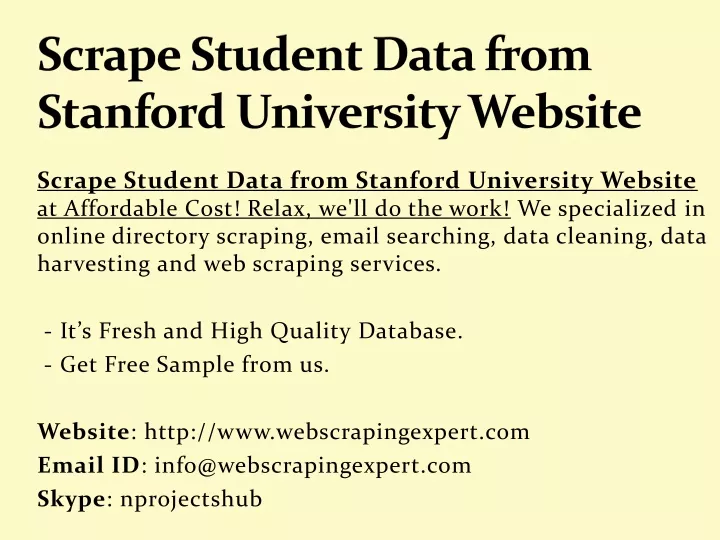 scrape student data from stanford university website