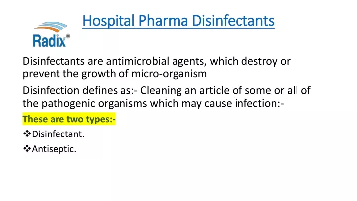 hospital pharma disinfectants