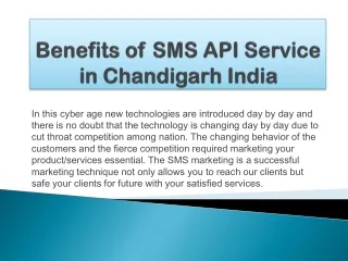 Benefits of SMS API Service in Chandigarh India