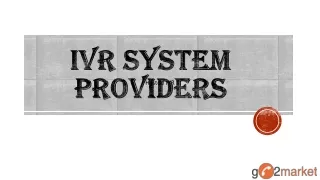 Ivr System Providers | Go 2 Market India Pvt. Ltd