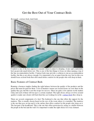 get the best out of your contract beds