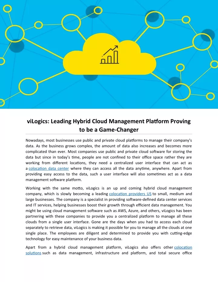 vilogics leading hybrid cloud management platform