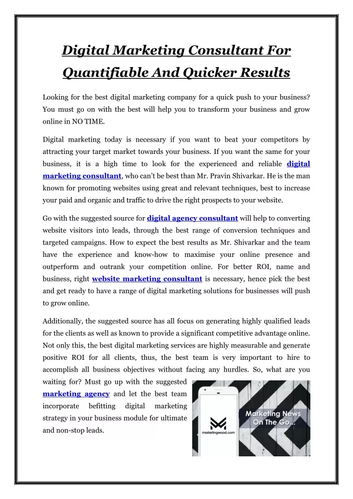 digital marketing consultant for
