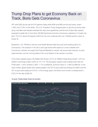 Trump Drop Plans to get Economy Back on Track, Boris Gets Coronavirus