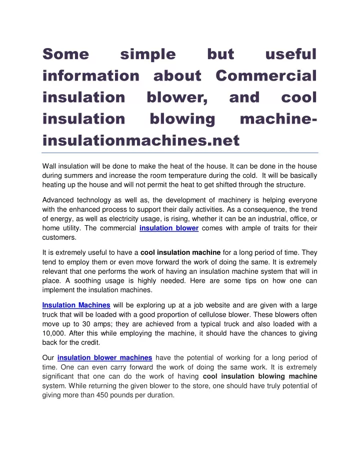 some information about commercial insulation