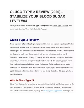 gluco type 2 review 2020 stabilize your blood