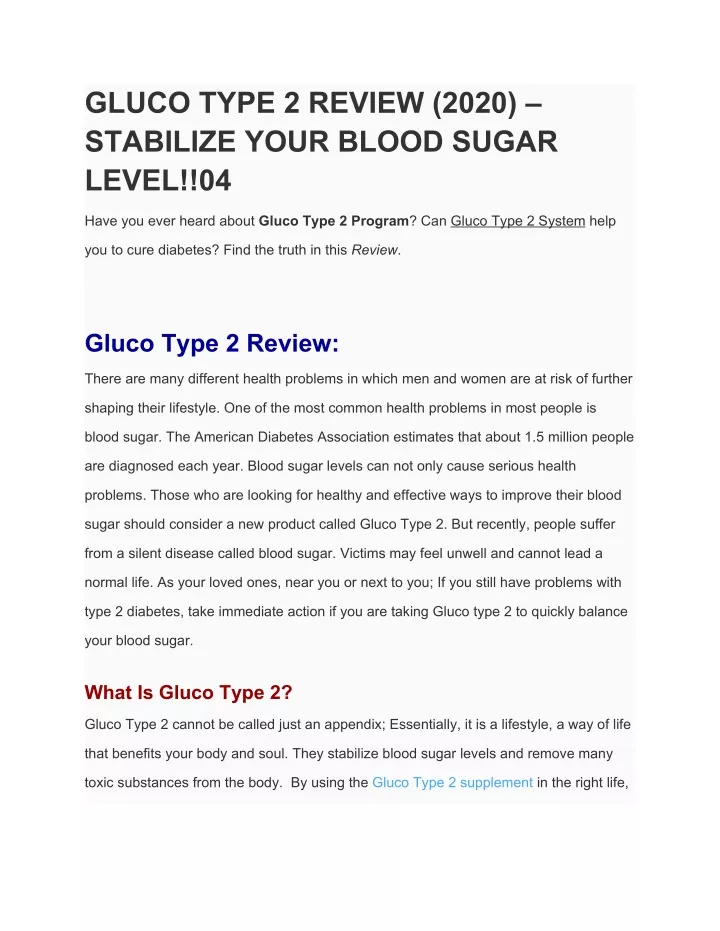 gluco type 2 review 2020 stabilize your blood