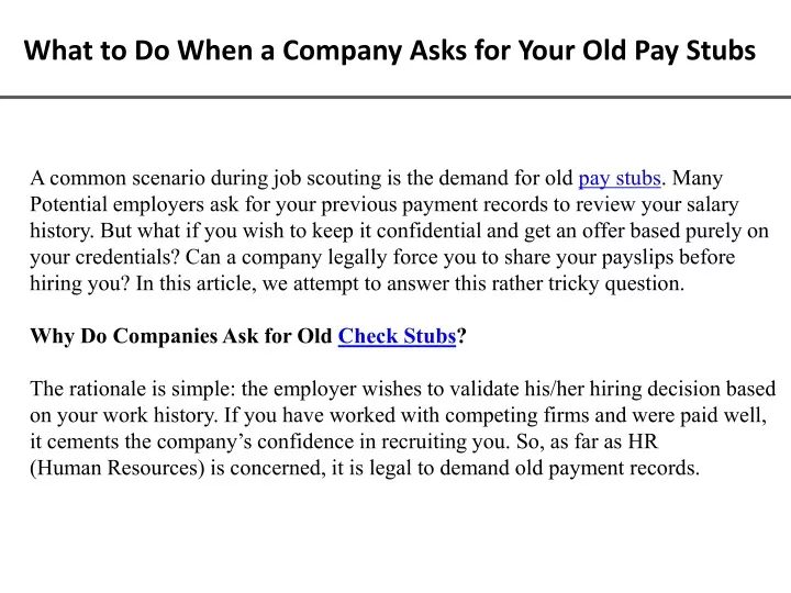 what to do when a company asks for your