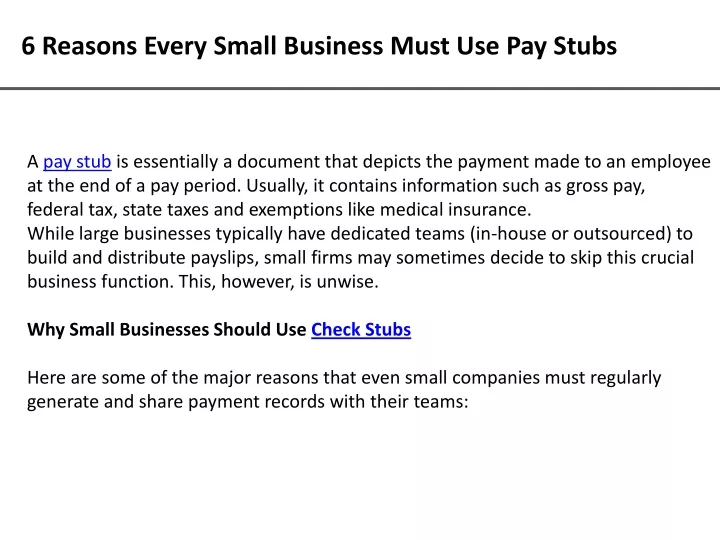 6 reasons every small business must use pay stubs