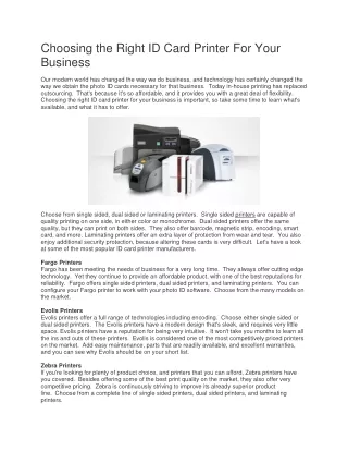 choosing the right id card printer for your