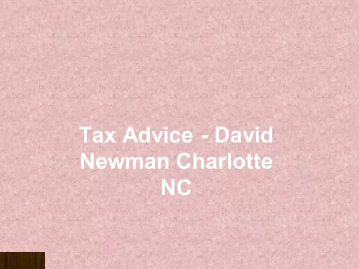 tax advice david newman charlotte nc