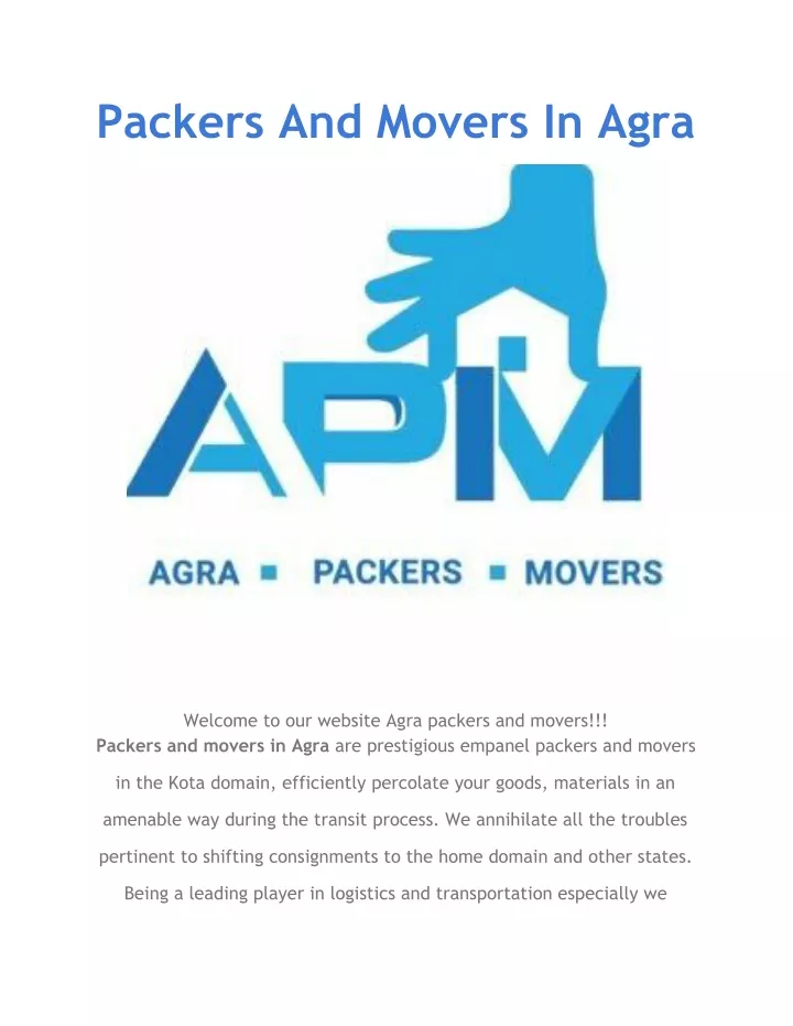 packers and movers in agra