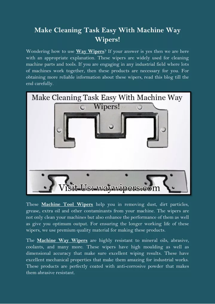 make cleaning task easy with machine way wipers