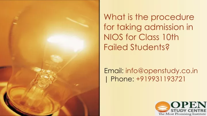 what is the procedure for taking admission in nios for class 10th failed students