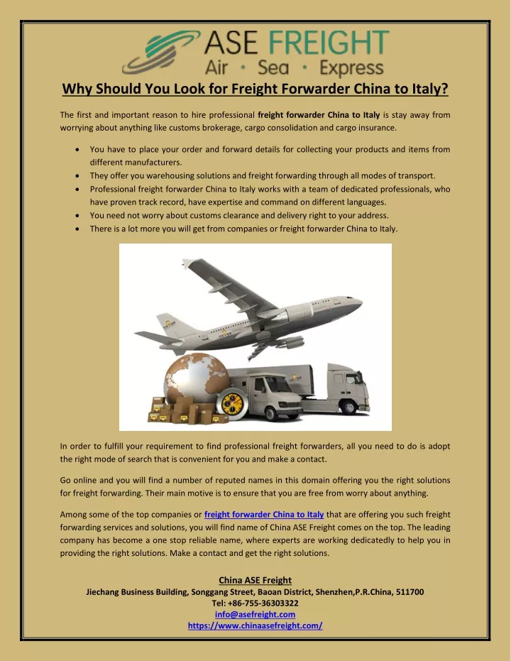 why should you look for freight forwarder china