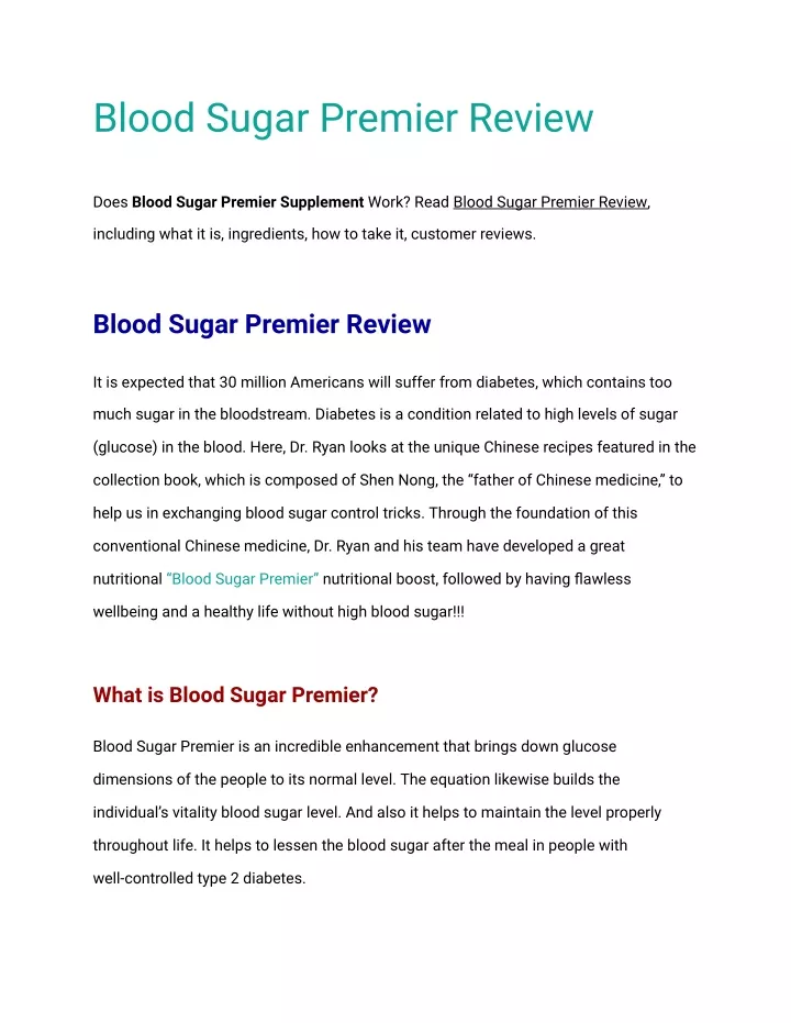 blood sugar premier review