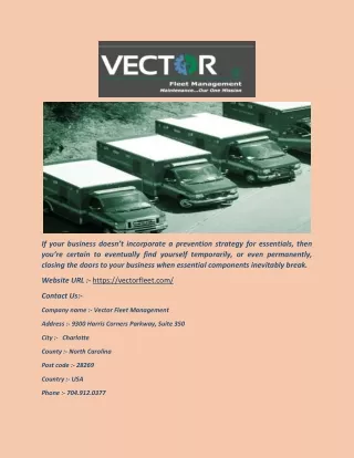 Fleet Management Services(Vector Fleet Management)