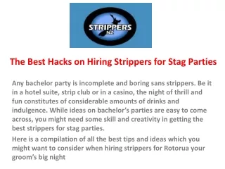 The Best Hacks on Hiring Strippers for Stag Parties