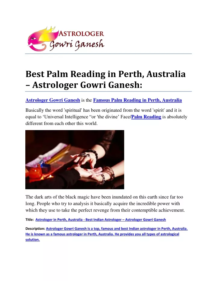 best palm reading in perth australia astrologer