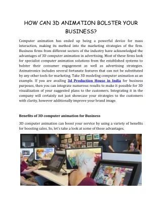 how can 3d animation bolster your business