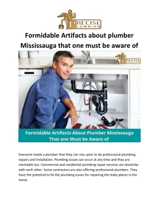 Formidable Artifacts about plumber Mississauga that one must be aware of
