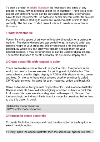 to start a project in adobe illustrator