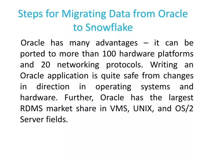 steps for migrating data from oracle to snowflake