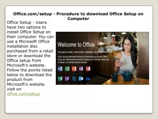 office com setup procedure to download office