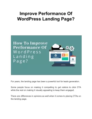 improve performance of wordpress landing page