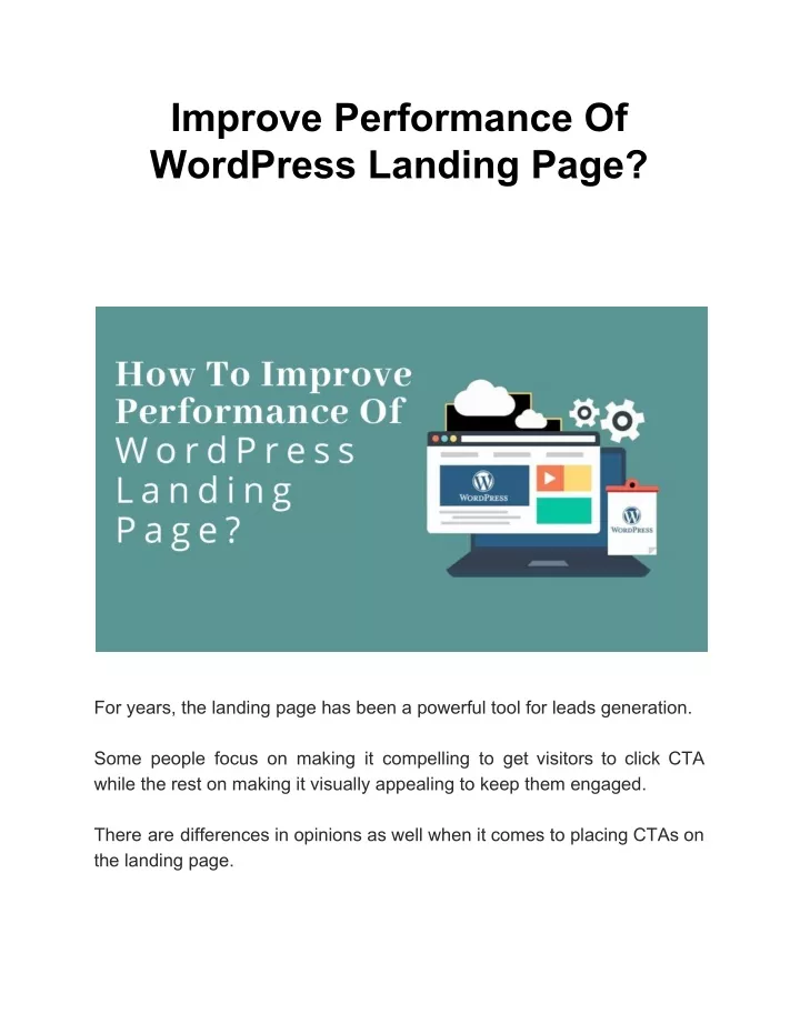 improve performance of wordpress landing page