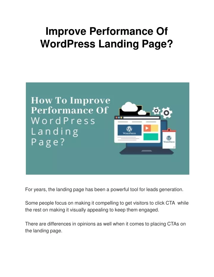 improve performance of wordpress landing page