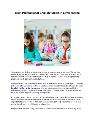 best professional english tuition in leytonstone