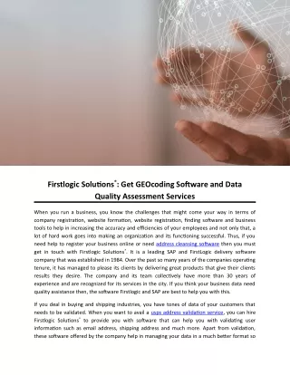 firstlogic solutions get geocoding software