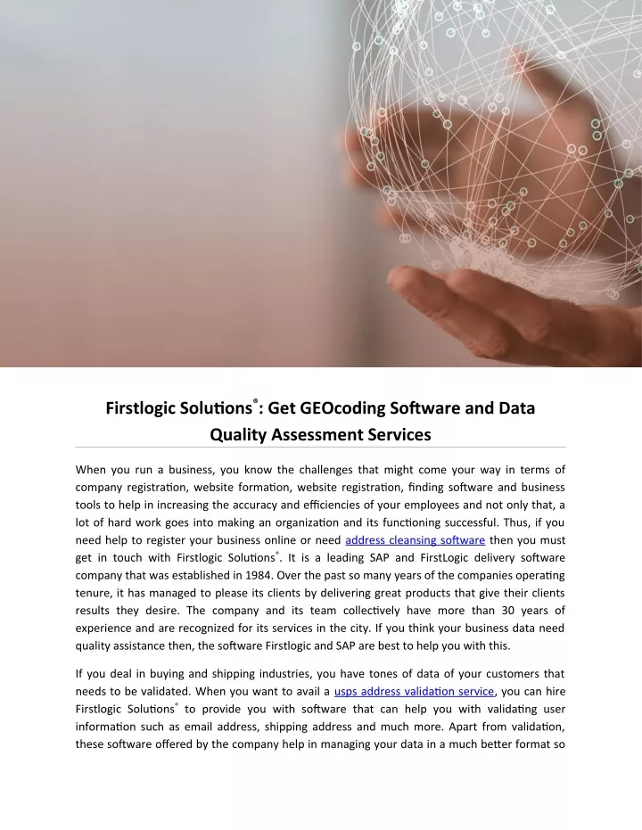 firstlogic solutions get geocoding software