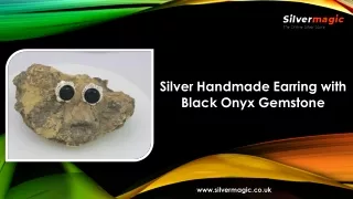 silver handmade earring with black onyx gemstone