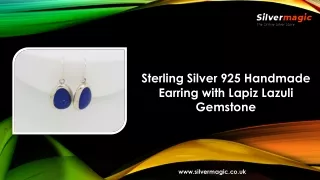 sterling silver 925 handmade earring with lapiz