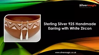 Sterling Silver 925 Handmade Earring with White Zircon