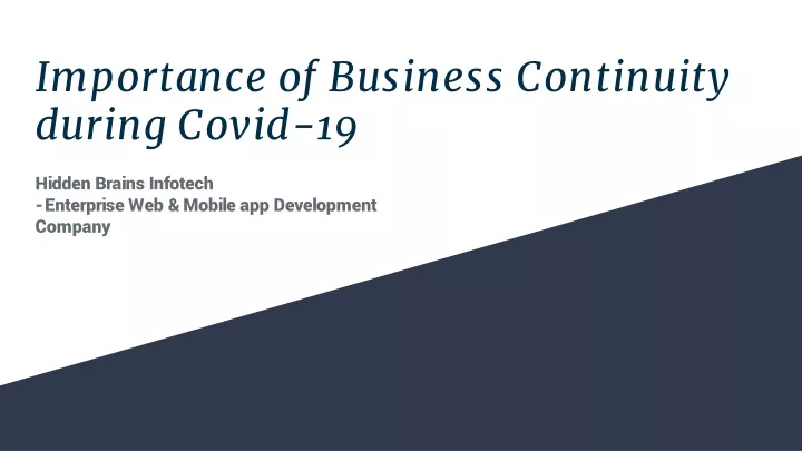 importance of business continuity during covid 19