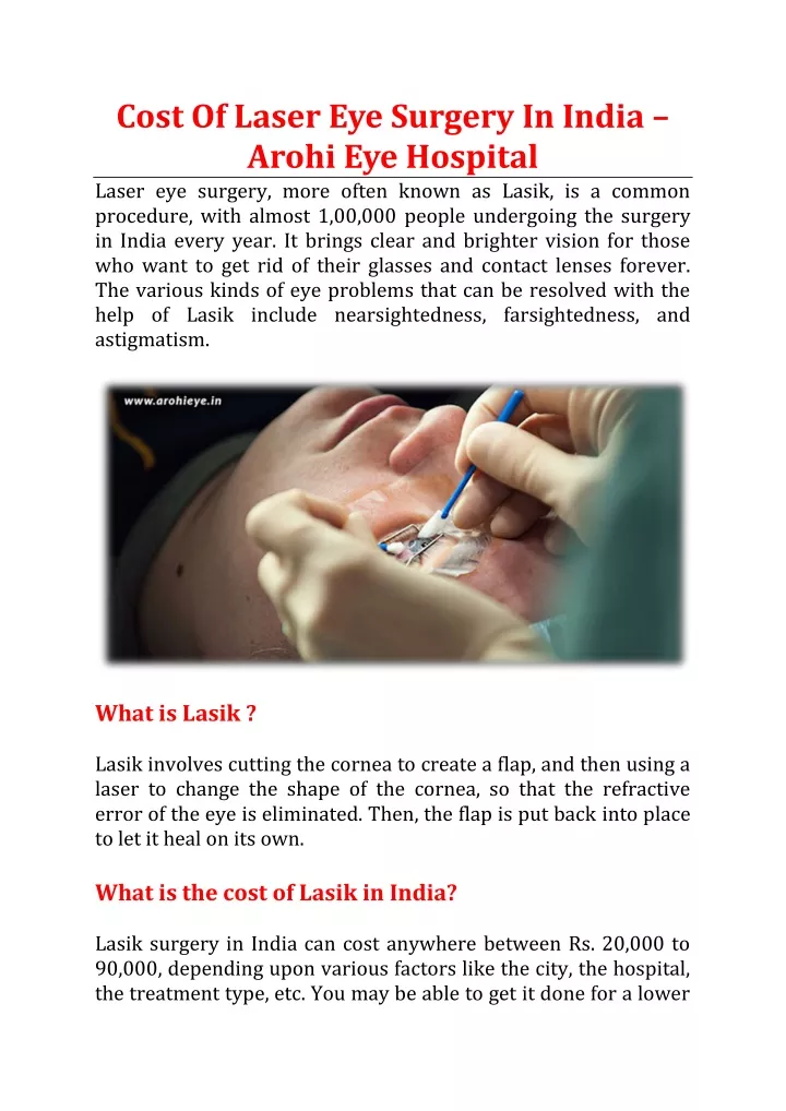 cost of laser eye surgery in india arohi