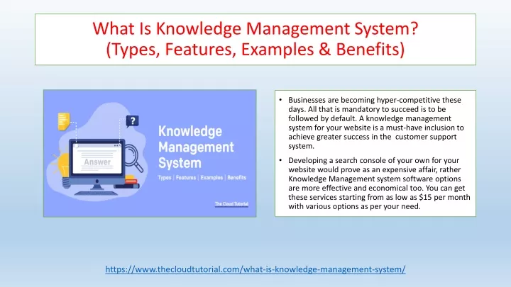 what is knowledge management system types features examples benefits