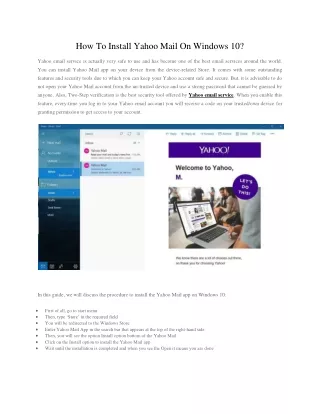 How To Install Yahoo Mail On Windows 10?