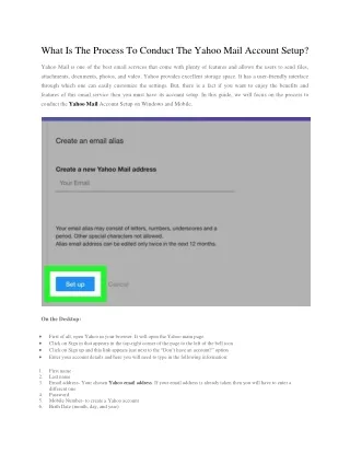 What Is The Process To Conduct The Yahoo Mail Account Setup