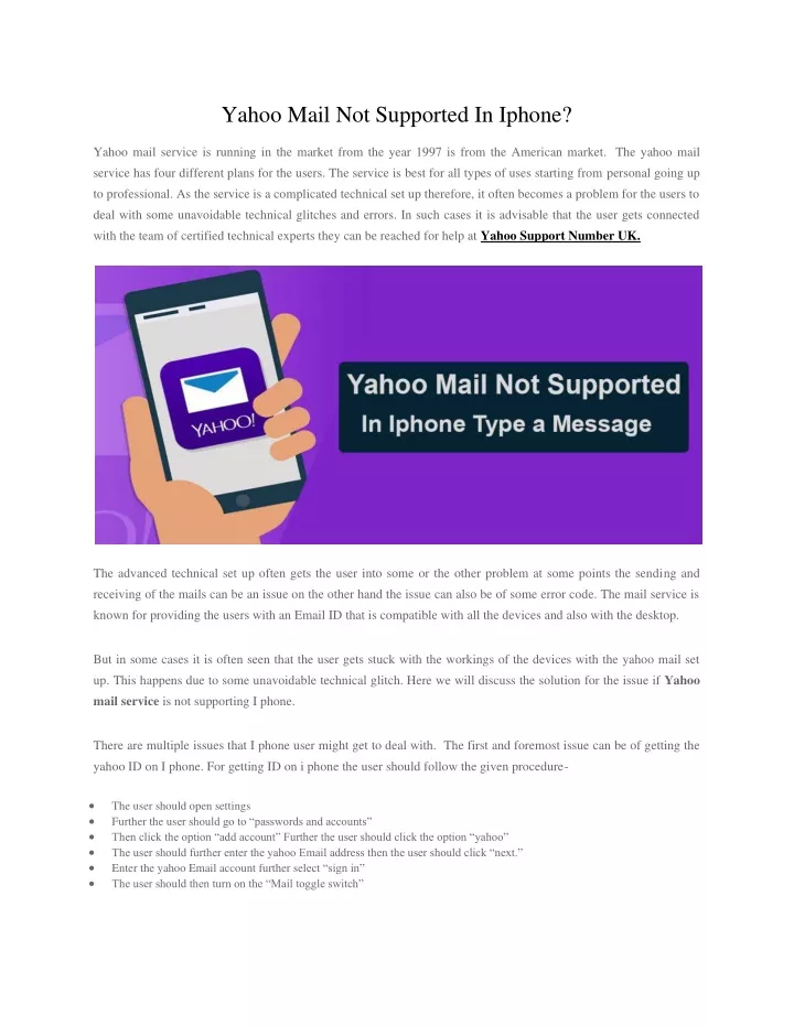 yahoo mail not supported in iphone