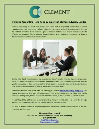 Forensic Accounting Hong Kong by Experts at Clement Advisory Limited
