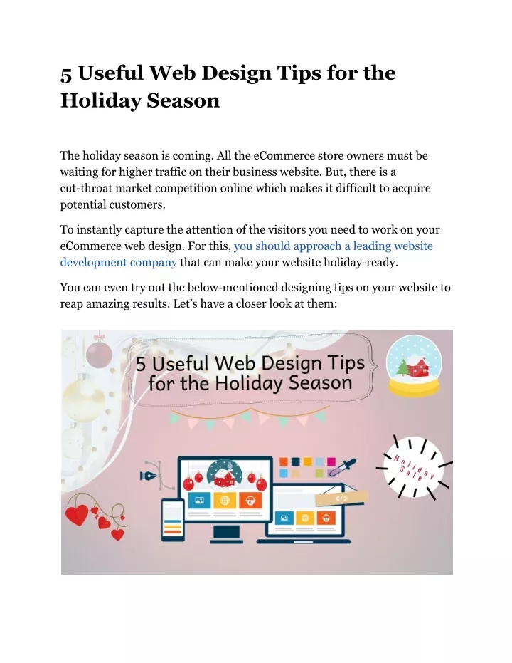 5 useful web design tips for the holiday season