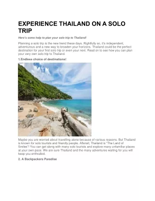 Experience Thailand on a Solo Trip
