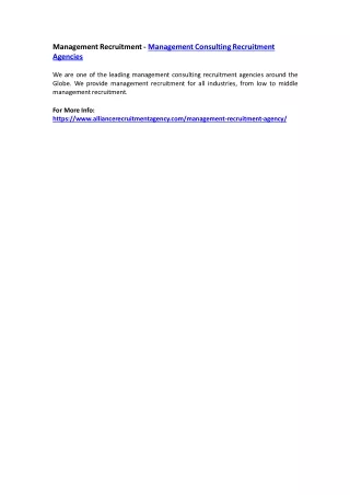 management recruitment management consulting