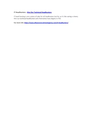 it headhunters hire our technical headhunters